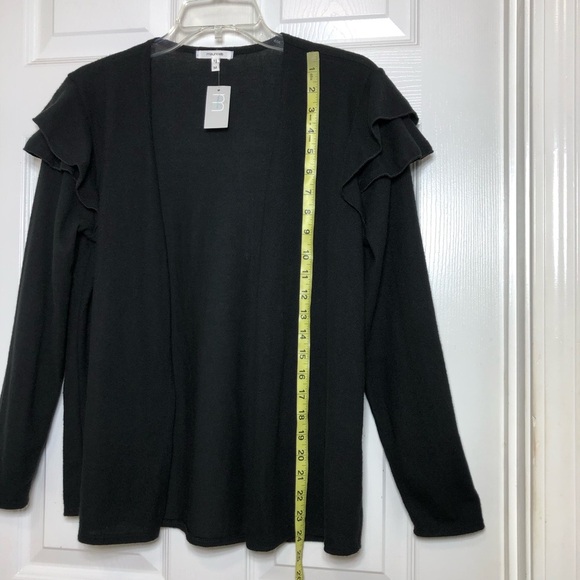 Maurices Lightweight Ruffle Sleeve Open Front Soft Black Versatile Cardigan M - Picture 10 of 12